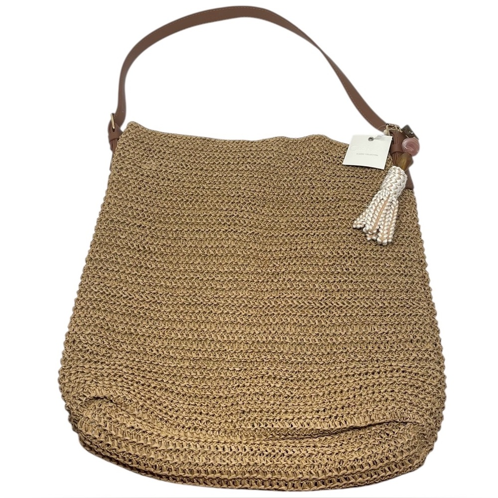 Cee-Klein Brown Straw Woven Double Handle Lined Handbag Summer Beach Vacation